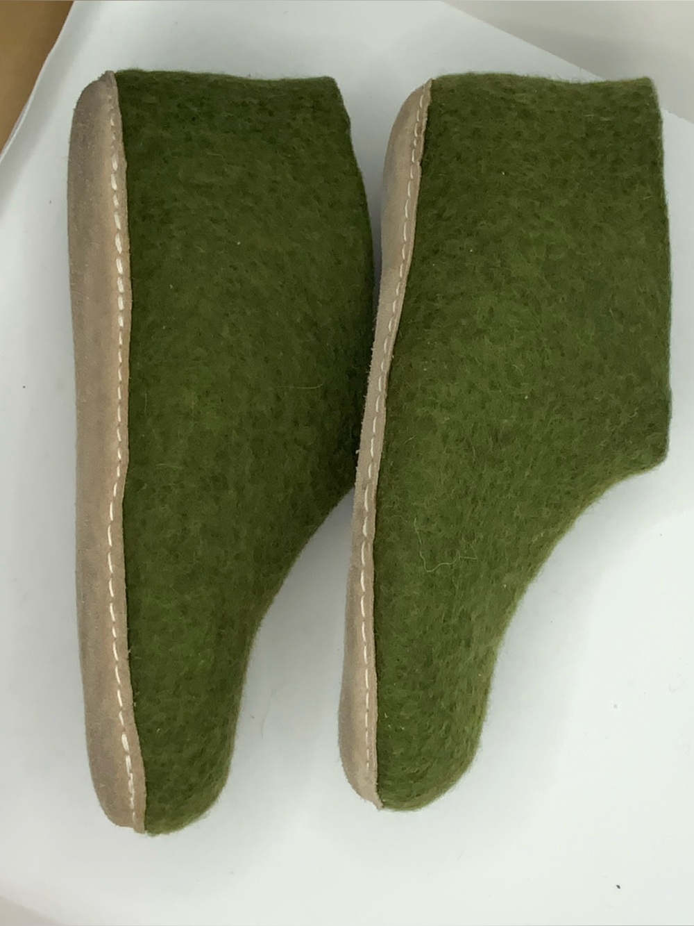 wool felted slippers suede bottom size 39 nepal green